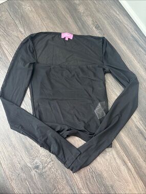 Edikted Black Sheer Top with Pink Brand Tag